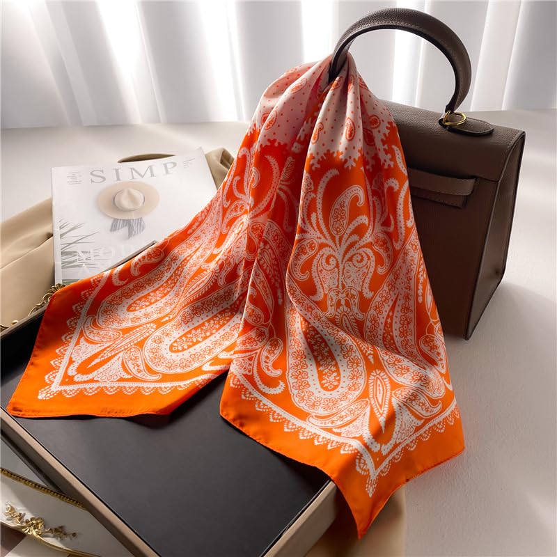 CHUNG Women's Scarf Hair Bandanas Square 27.5" Satin Wrap Fashion Pattern Scarves Emulation Silk Handbag Ribbons Necktie - Image 7